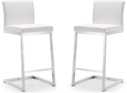 Parma White Stainless Steel Counter Stool Set of 2 - Skandi London