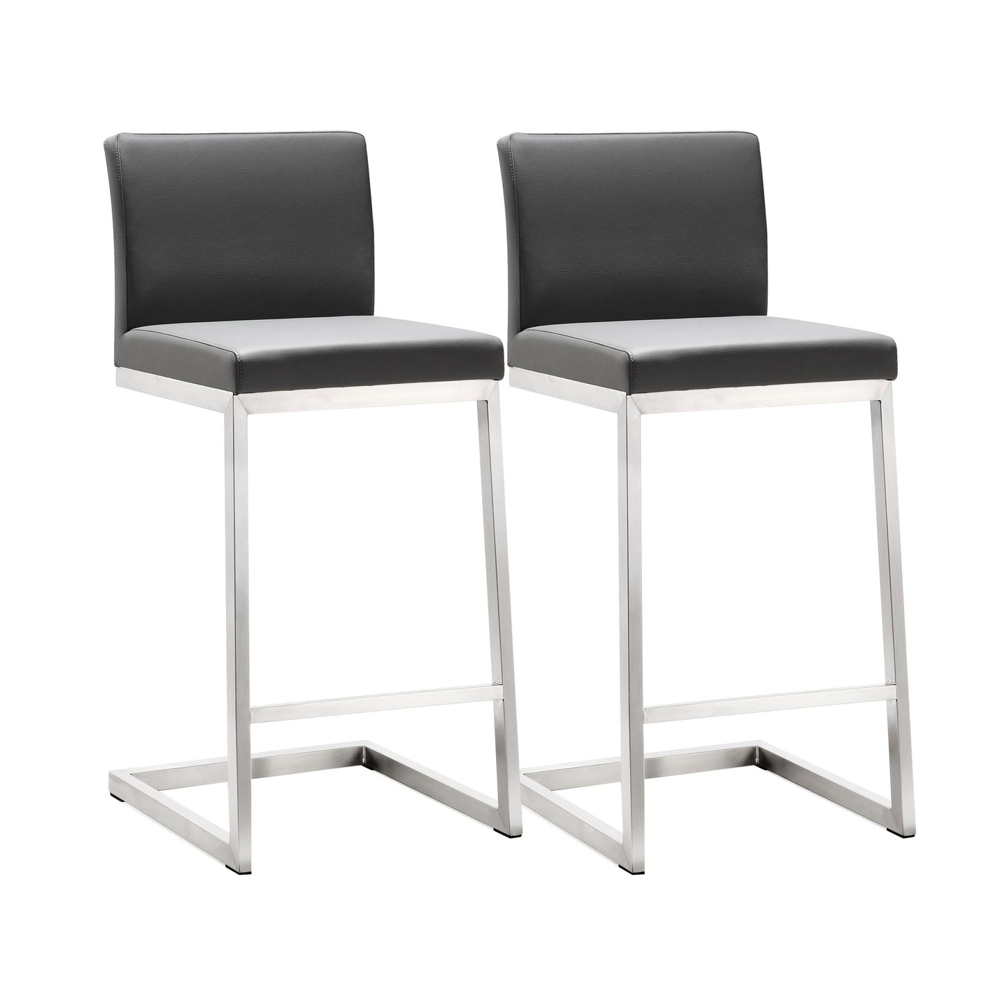 Parma Grey Stainless Steel Counter Stool Set of 2 - Skandi London
