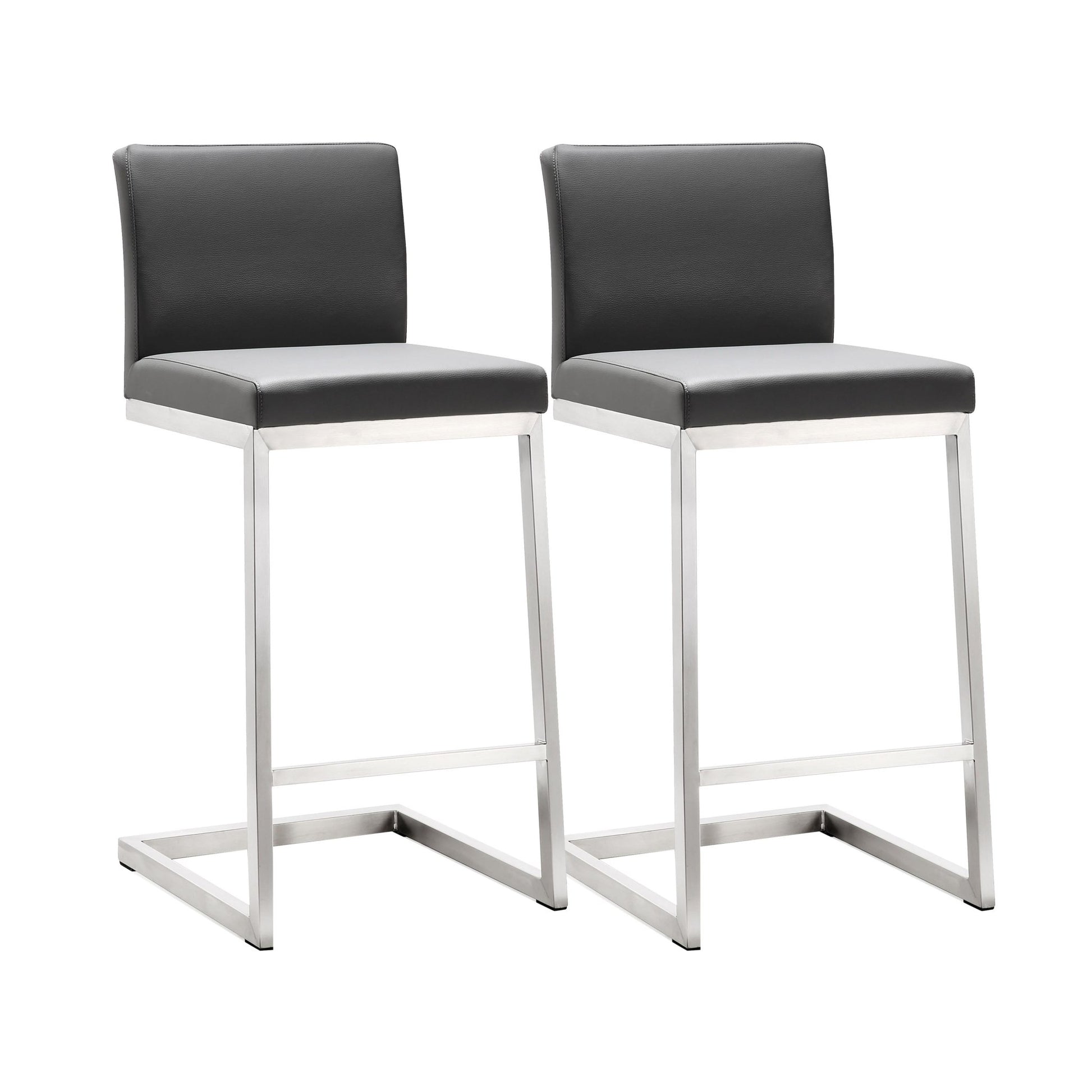 Parma Grey Stainless Steel Counter Stool Set of 2 - Skandi London