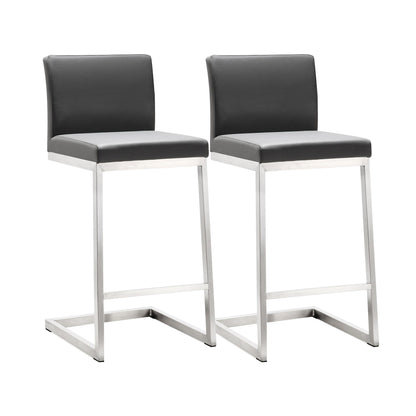 Parma Grey Stainless Steel Counter Stool Set of 2 - Skandi London