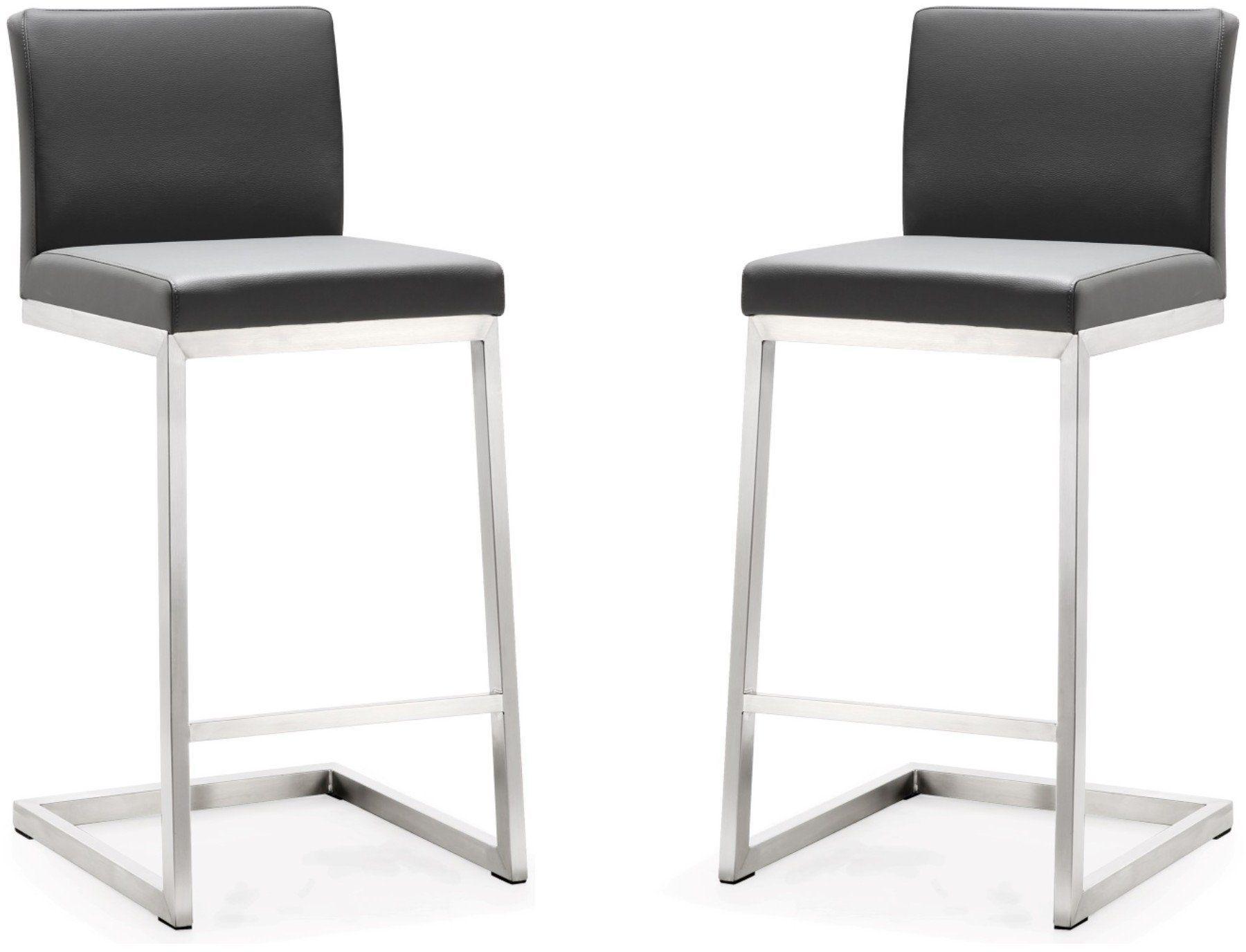 Parma Grey Stainless Steel Counter Stool Set of 2 - Skandi London