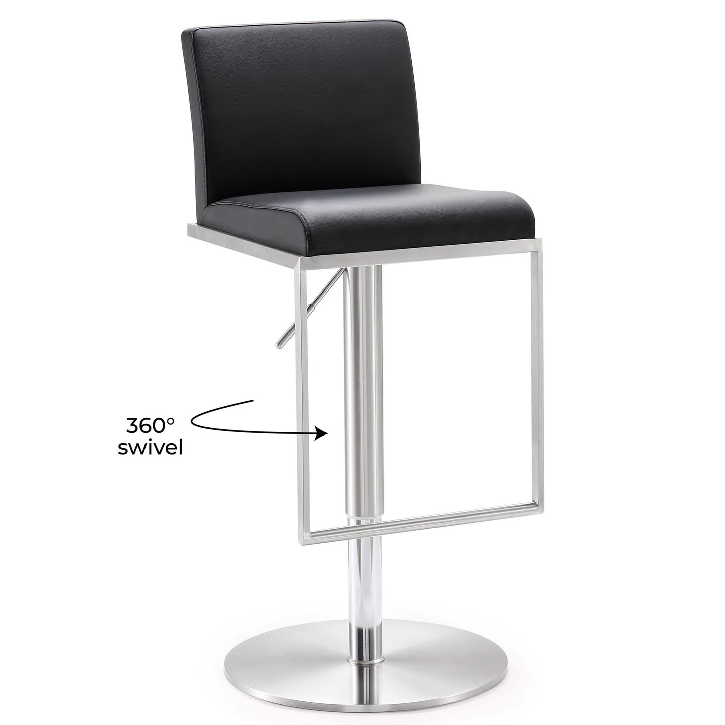 Amalfi Black Vegan Leather Adjustable Stool - Skandi London