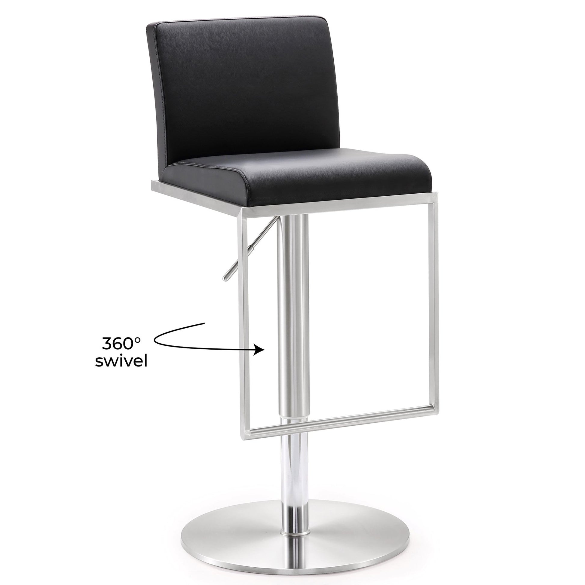 Amalfi Black Vegan Leather Adjustable Stool - Skandi London