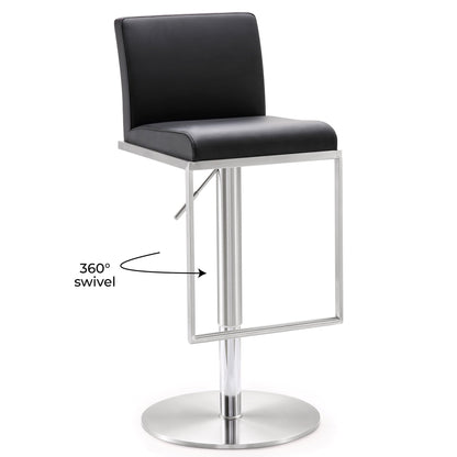 Amalfi Black Vegan Leather Adjustable Stool - Skandi London