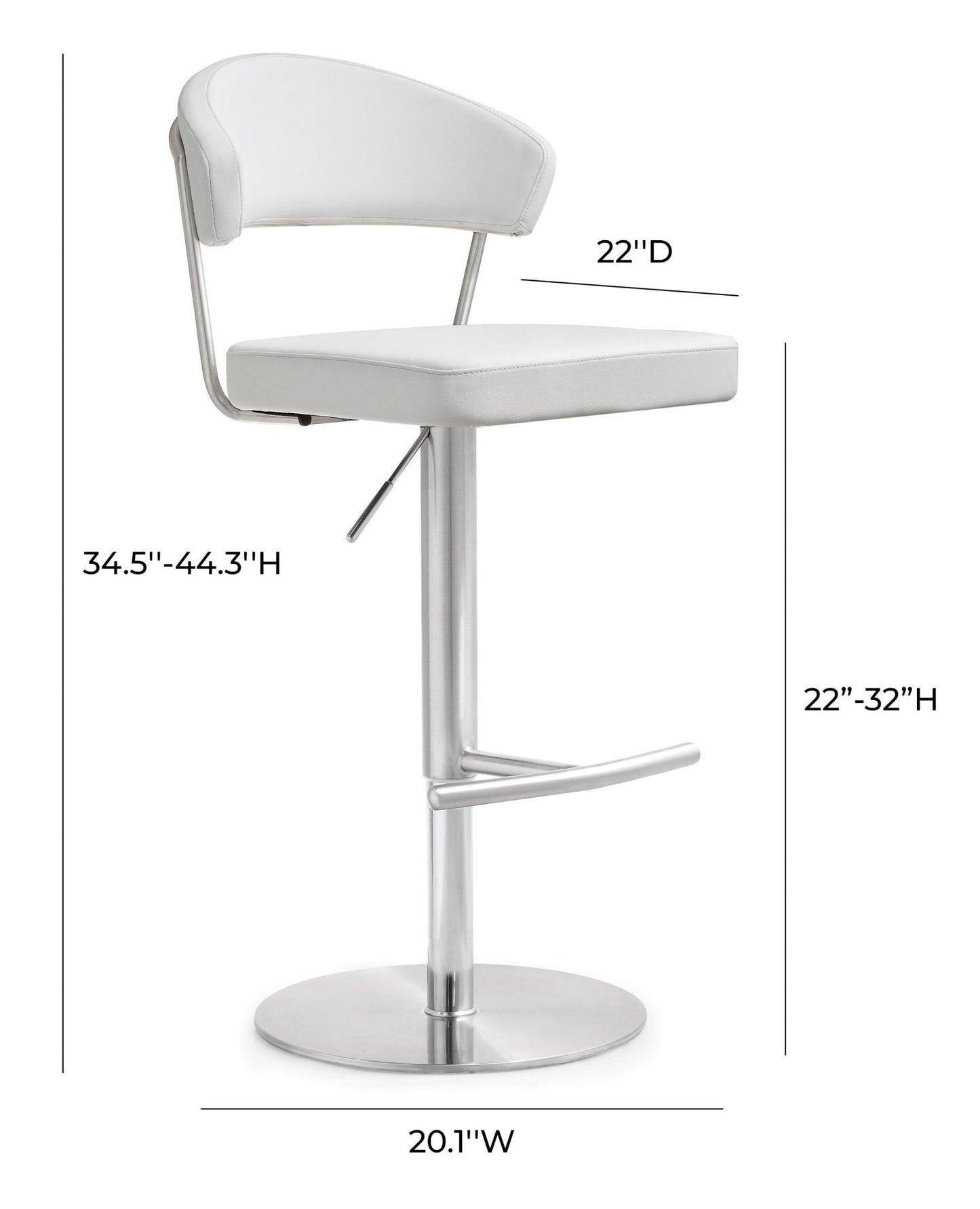 Cosmo White Stainless Steel Barstool - Skandi London