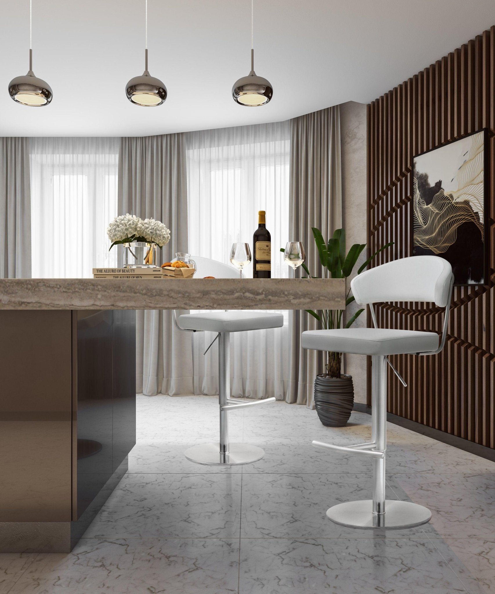 Cosmo White Stainless Steel Barstool - Skandi London