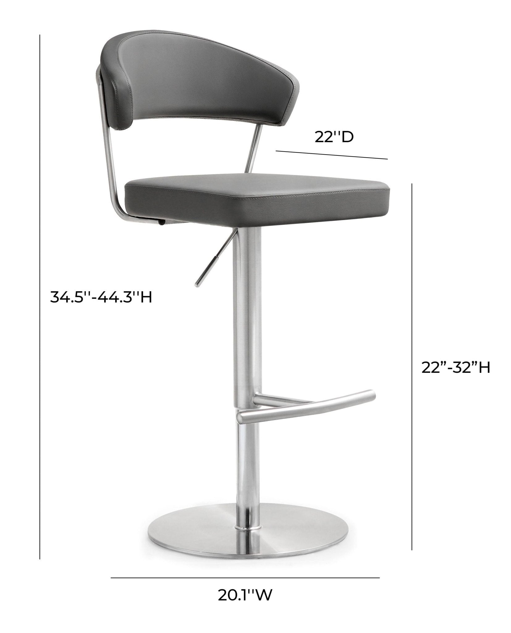 Cosmo Grey Stainless Steel Barstool - Skandi London