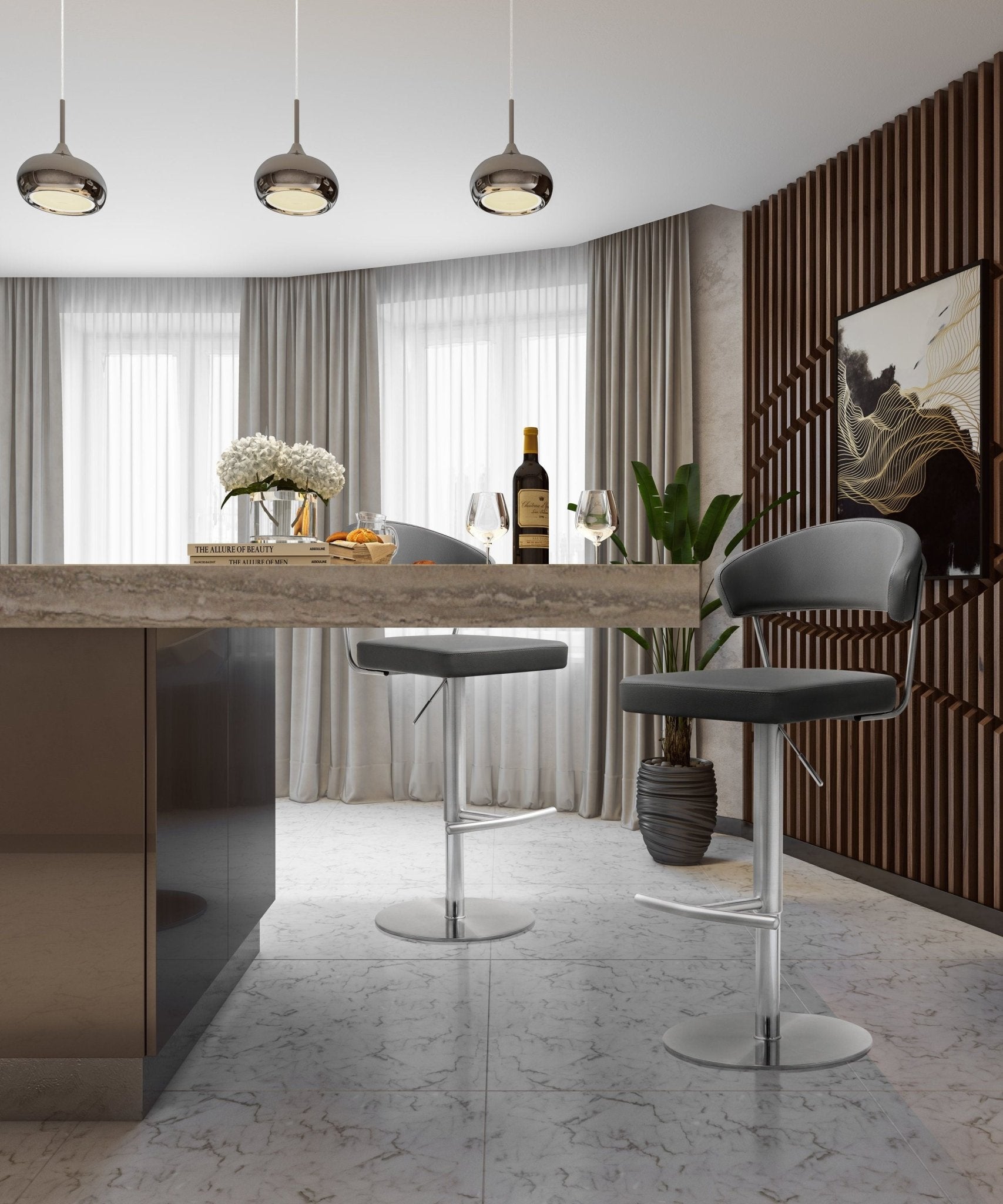 Cosmo Grey Stainless Steel Barstool - Skandi London