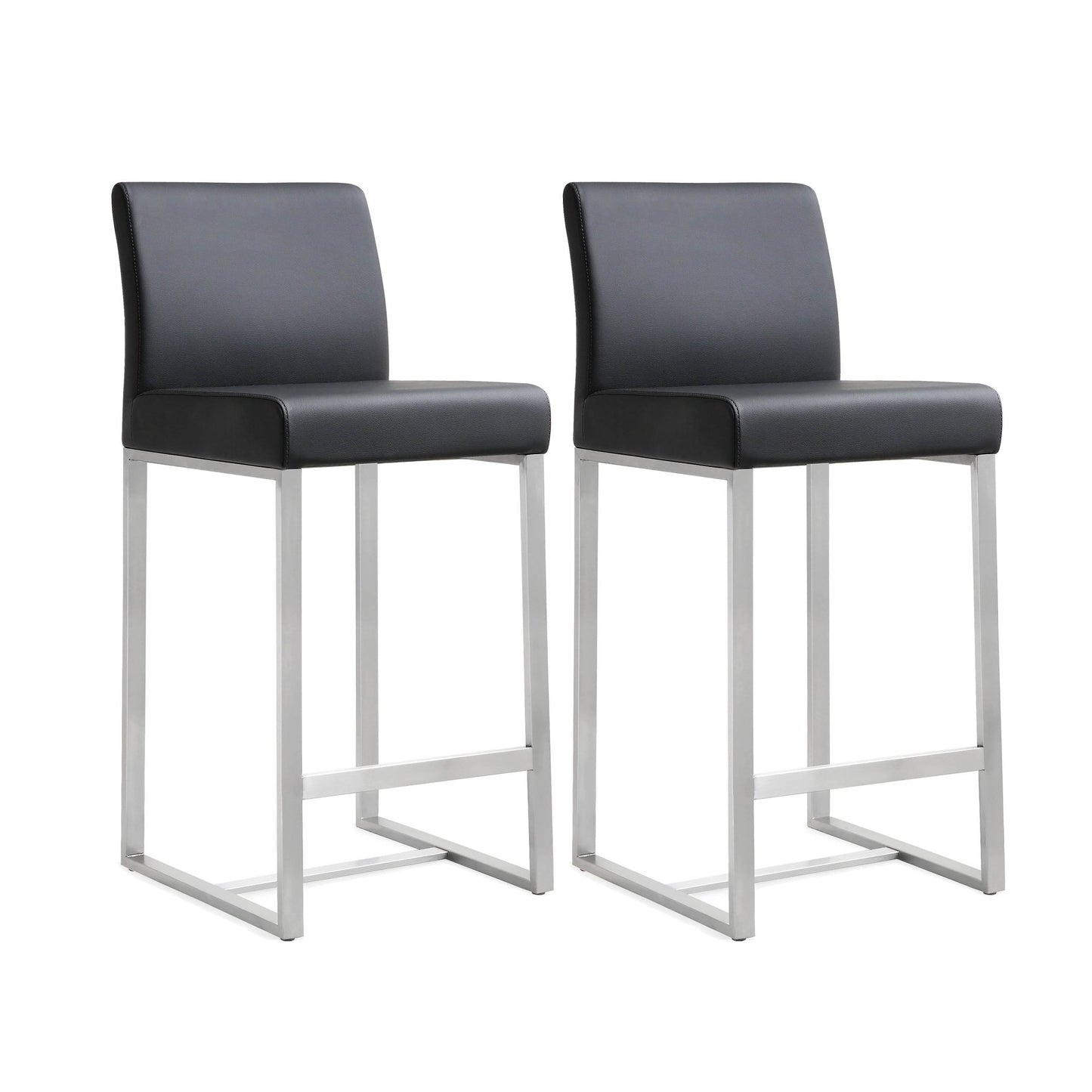 Denmark Black Stainless Steel Counter Stool Set of 2 - Skandi London