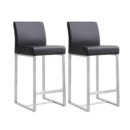 Denmark Black Stainless Steel Counter Stool Set of 2 - Skandi London