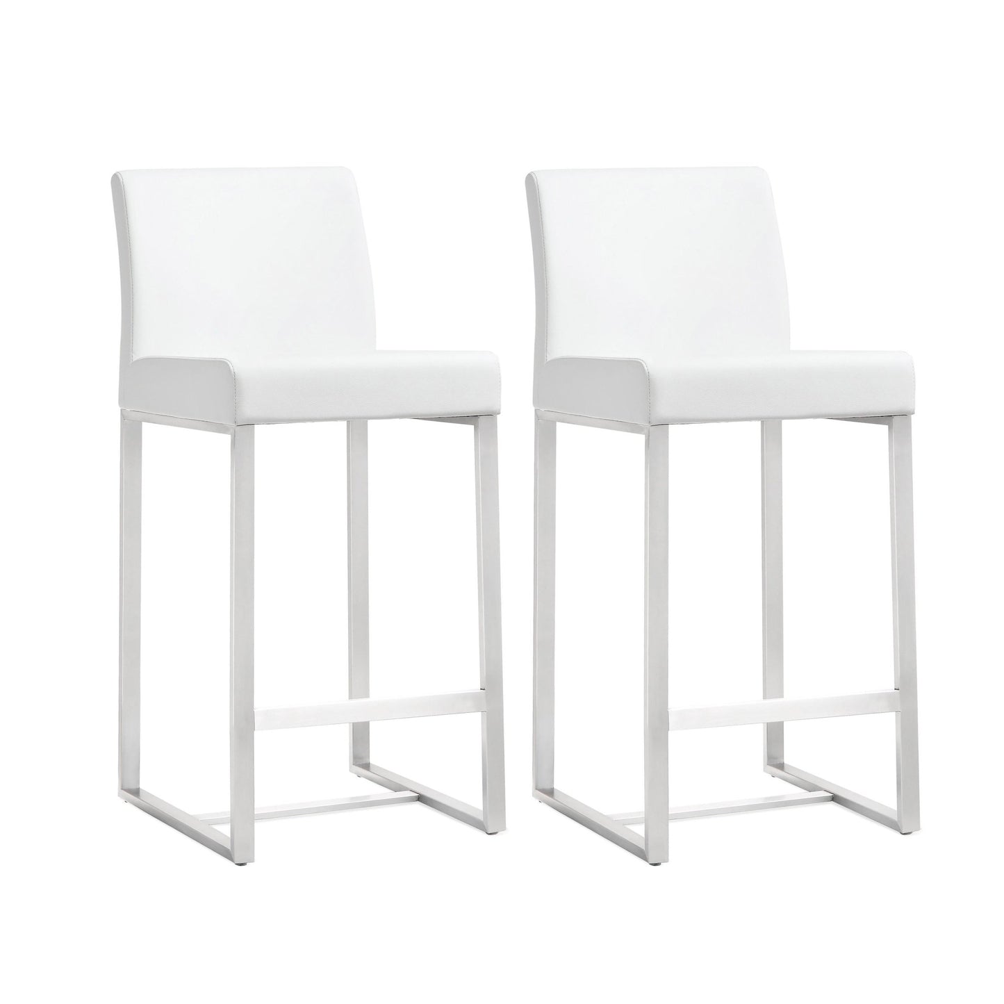 Denmark White Stainless Steel Counter Stool Set of 2 - Skandi London