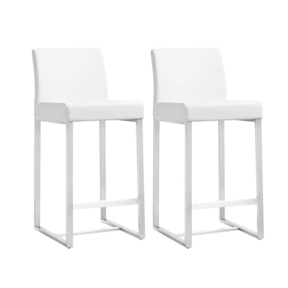 Denmark White Stainless Steel Counter Stool Set of 2 - Skandi London