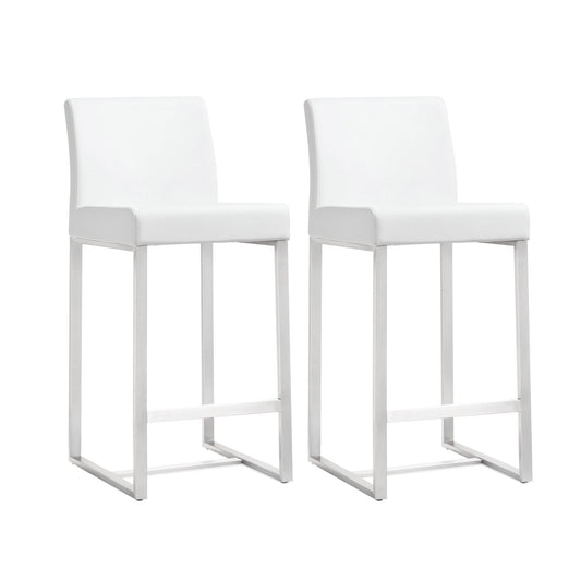 Denmark White Stainless Steel Counter Stool Set of 2 - Skandi London