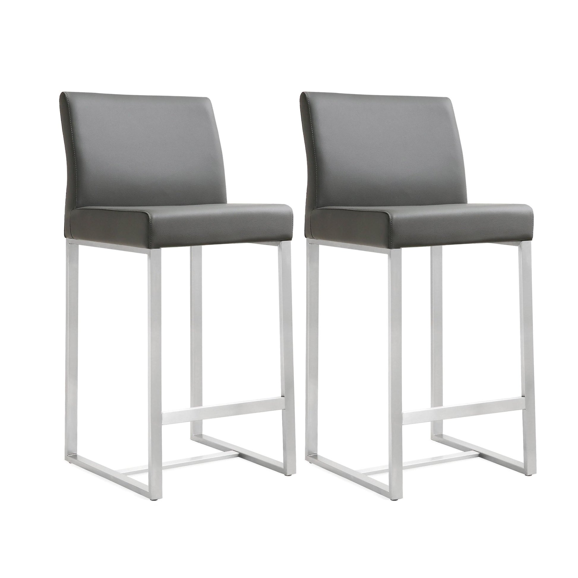 Denmark Grey Stainless Steel Counter Stool Set of 2 - Skandi London