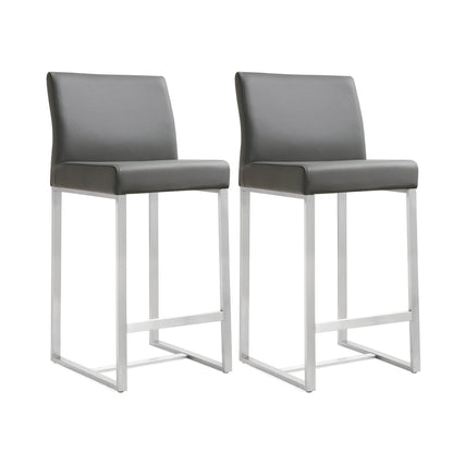 Denmark Grey Stainless Steel Counter Stool Set of 2 - Skandi London