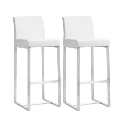 Denmark White Stainless Steel Barstool Set of 2 - Skandi London