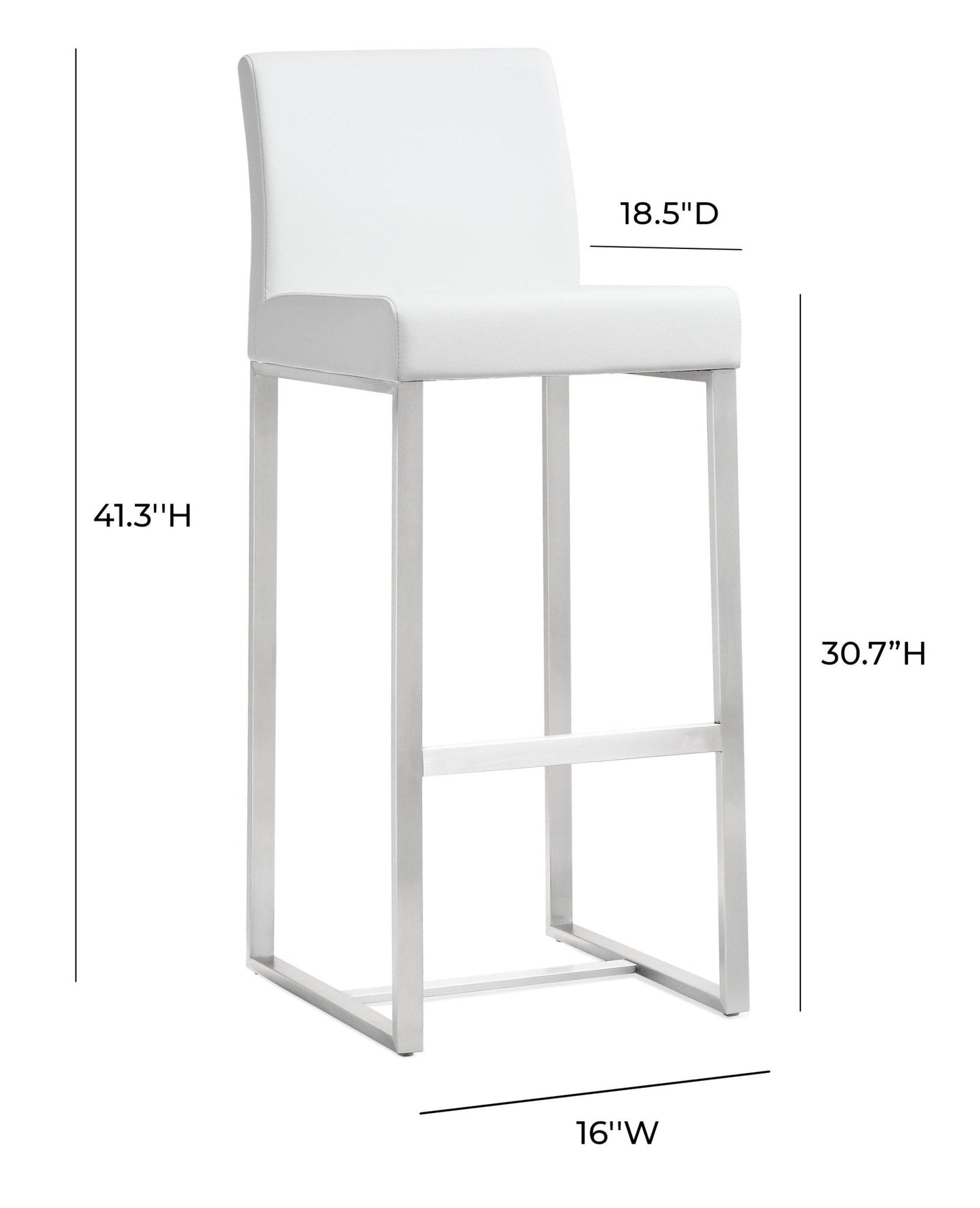 Denmark White Stainless Steel Barstool Set of 2 - Skandi London