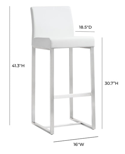 Denmark White Stainless Steel Barstool Set of 2 - Skandi London