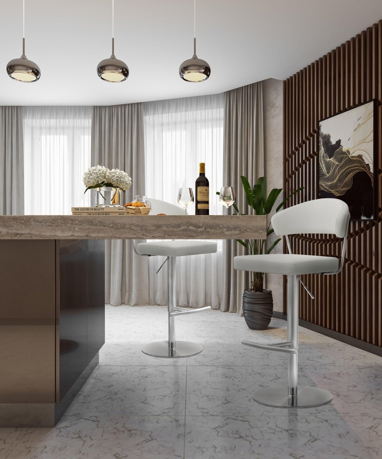 Cosmo Light Grey Stainless Steel Barstool - Skandi London