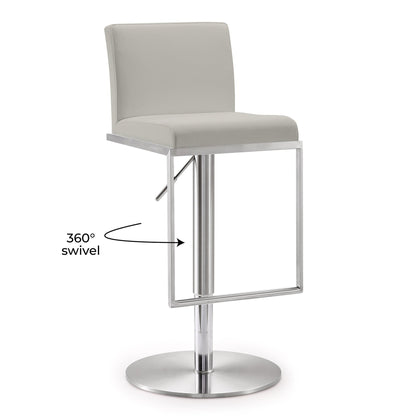 Amalfi Light Grey Vegan Leather Stool - Skandi London