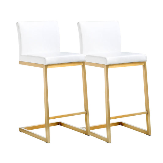 Parma White Gold Steel Counter Stool Set of 2 - Skandi London