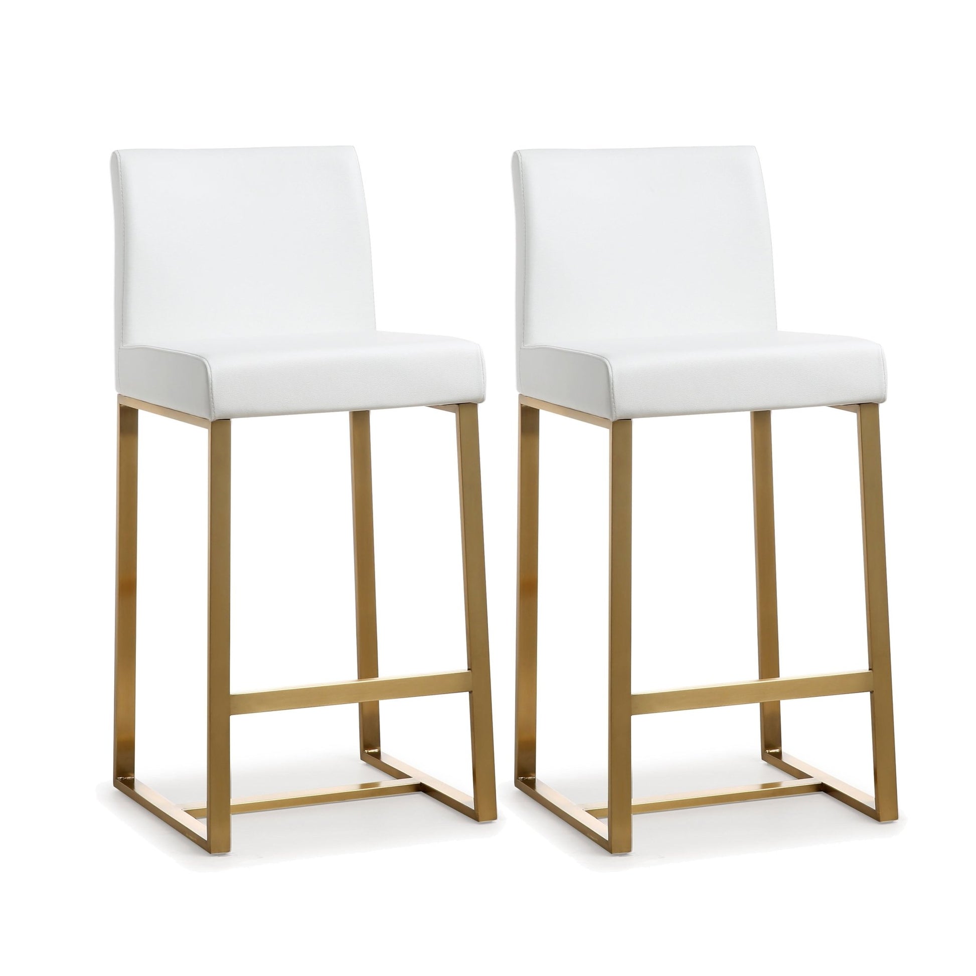 Denmark White Gold Steel Counter Stool Set of 2 - Skandi London