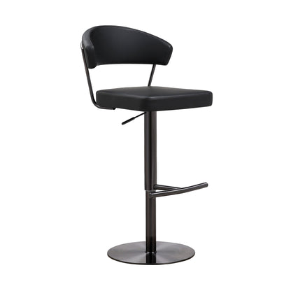 Cosmo Black Performance Vegan Leather on Black Steel Barstool - Skandi London