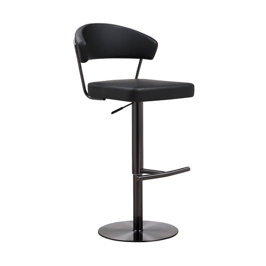 Cosmo Black Performance Vegan Leather on Black Steel Barstool - Skandi London