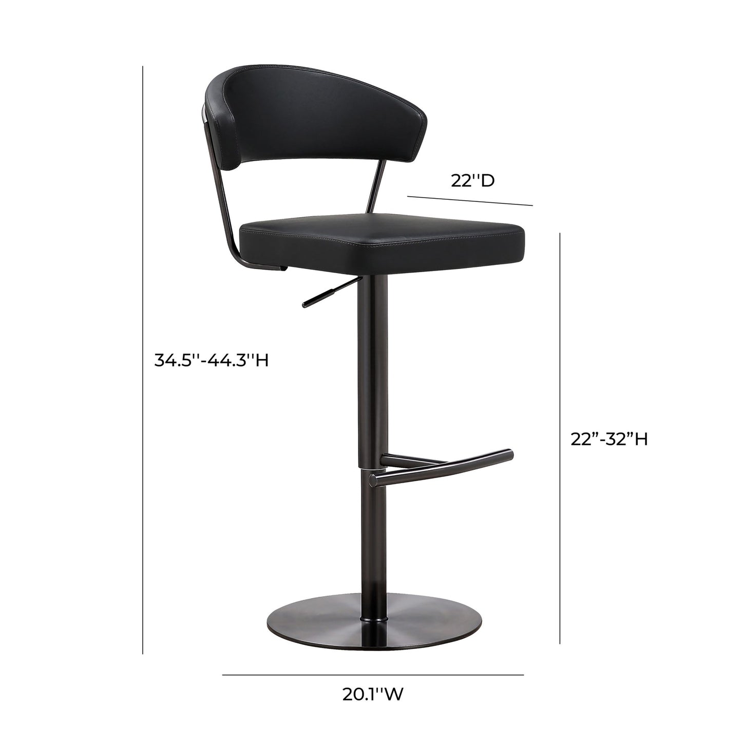 Cosmo Black Performance Vegan Leather on Black Steel Barstool - Skandi London