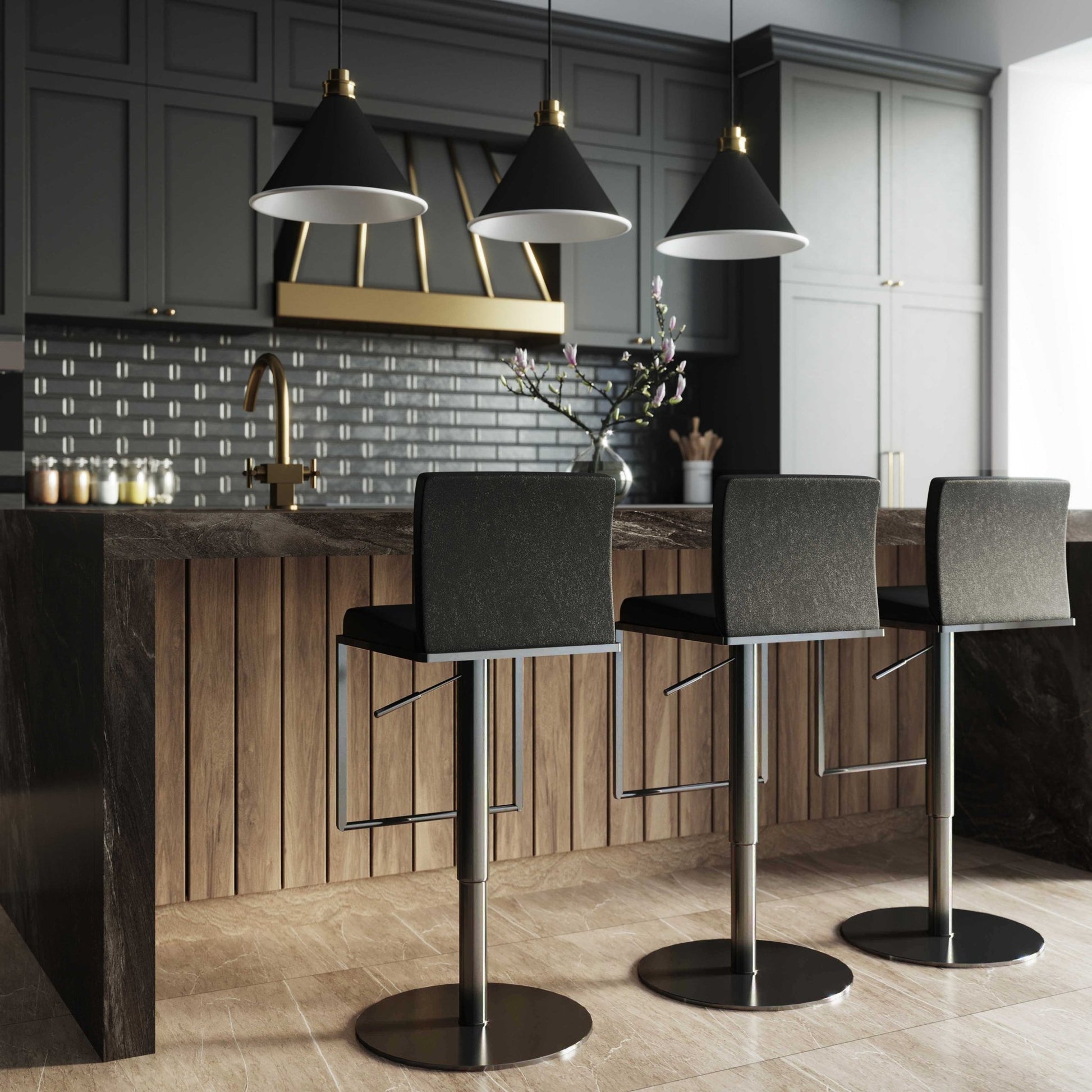 Amalfi Black Performance Vegan Leather on Black Stool - Skandi London