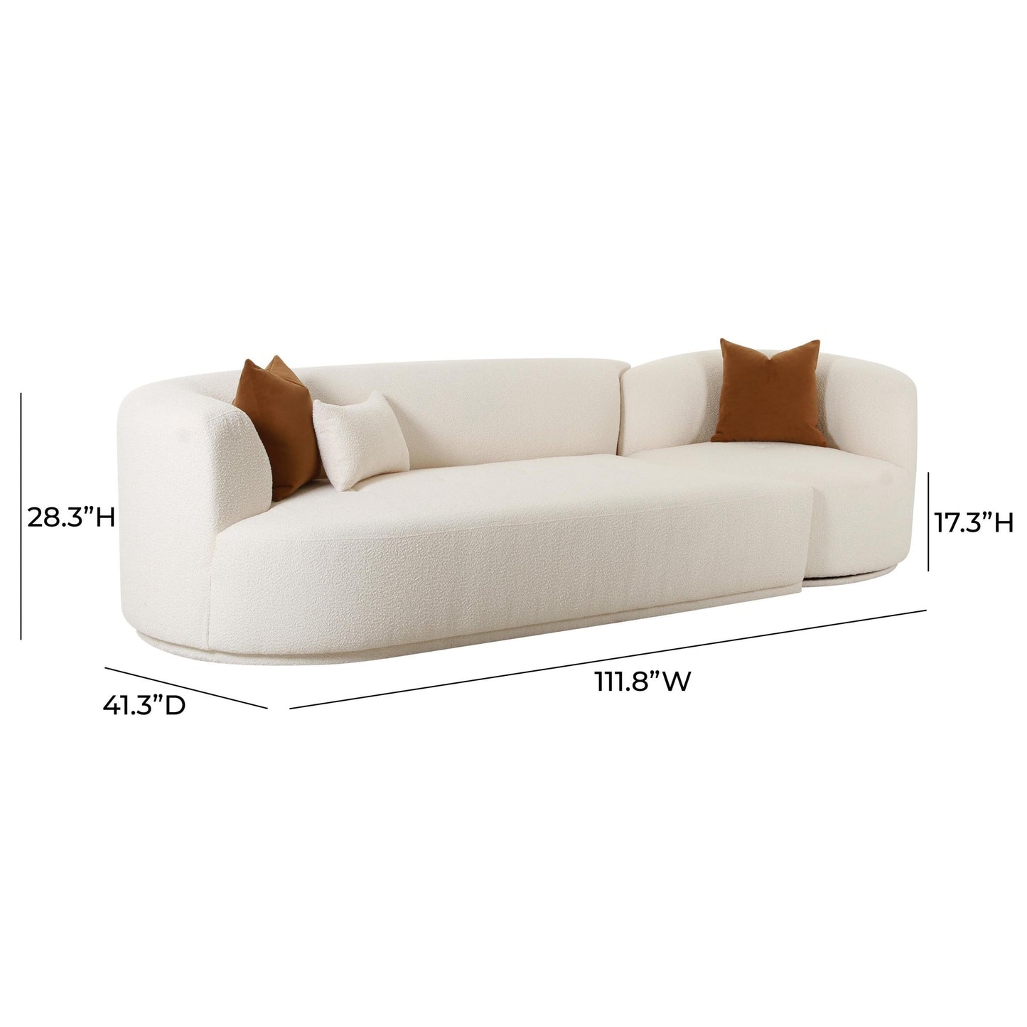 Fickle Cream Boucle 2Piece Modular LAF Sofa - Skandi London