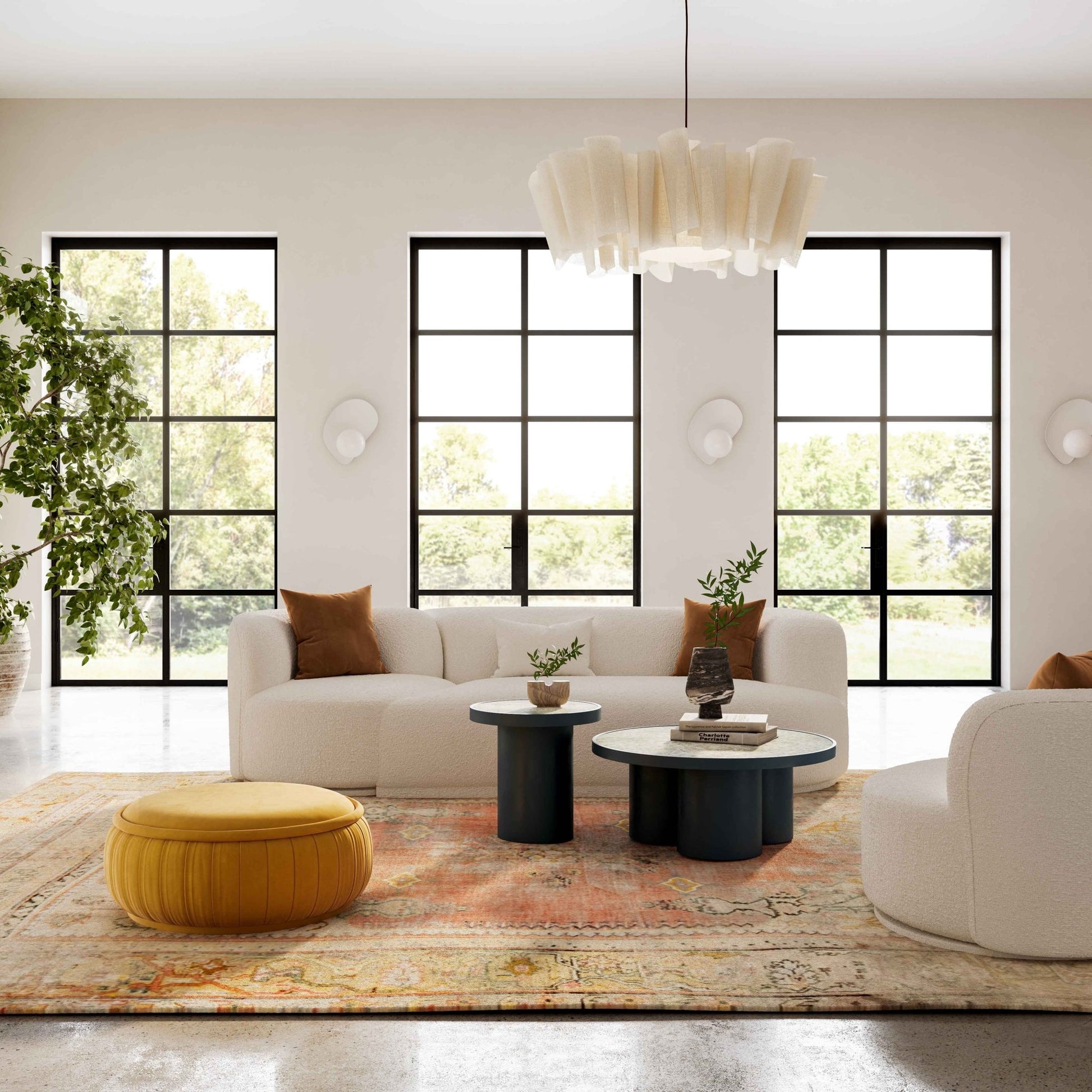 Fickle Cream Boucle 2Piece Modular RAF Sofa - Skandi London