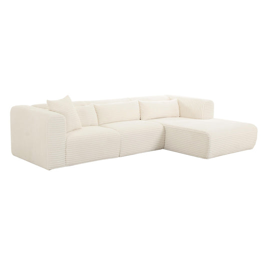 Tarra Fluffy Oversized Cream Corduroy Modular RAF Sectional - Skandi London