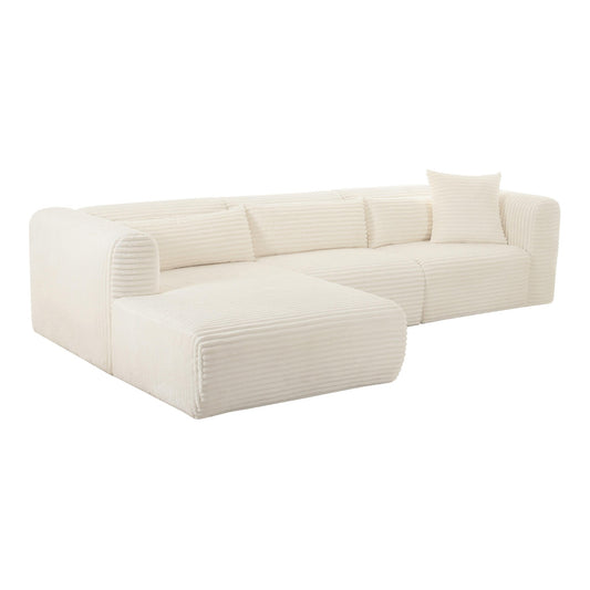 Tarra Fluffy Oversized Cream Corduroy Modular LAF Sectional - Skandi London