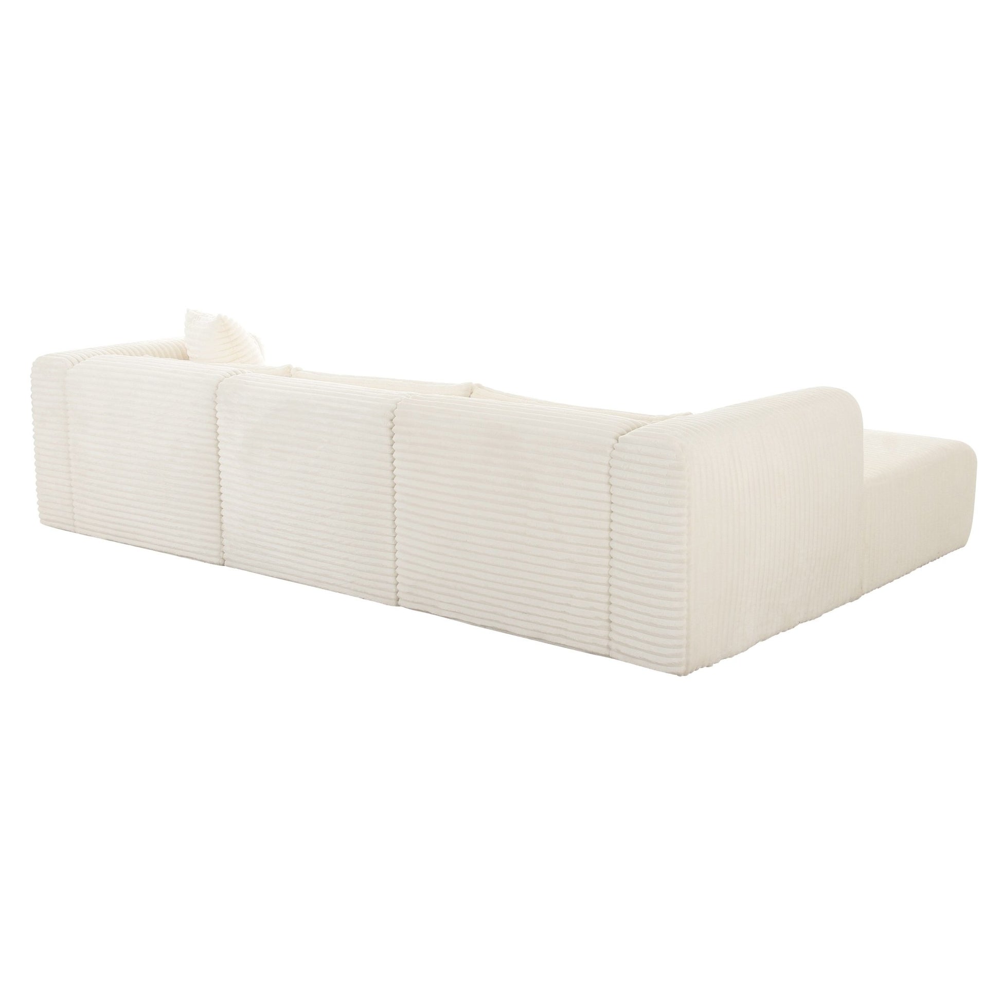 Tarra Fluffy Oversized Cream Corduroy Modular LAF Sectional - Skandi London