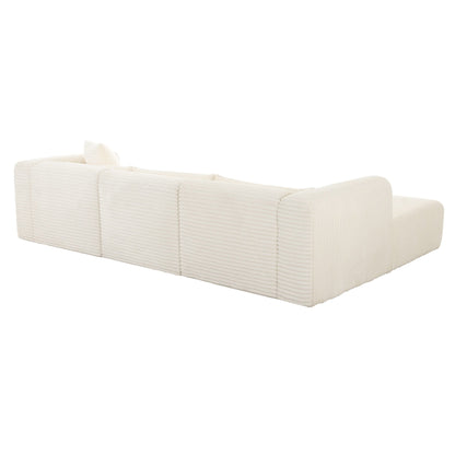 Tarra Fluffy Oversized Cream Corduroy Modular LAF Sectional - Skandi London