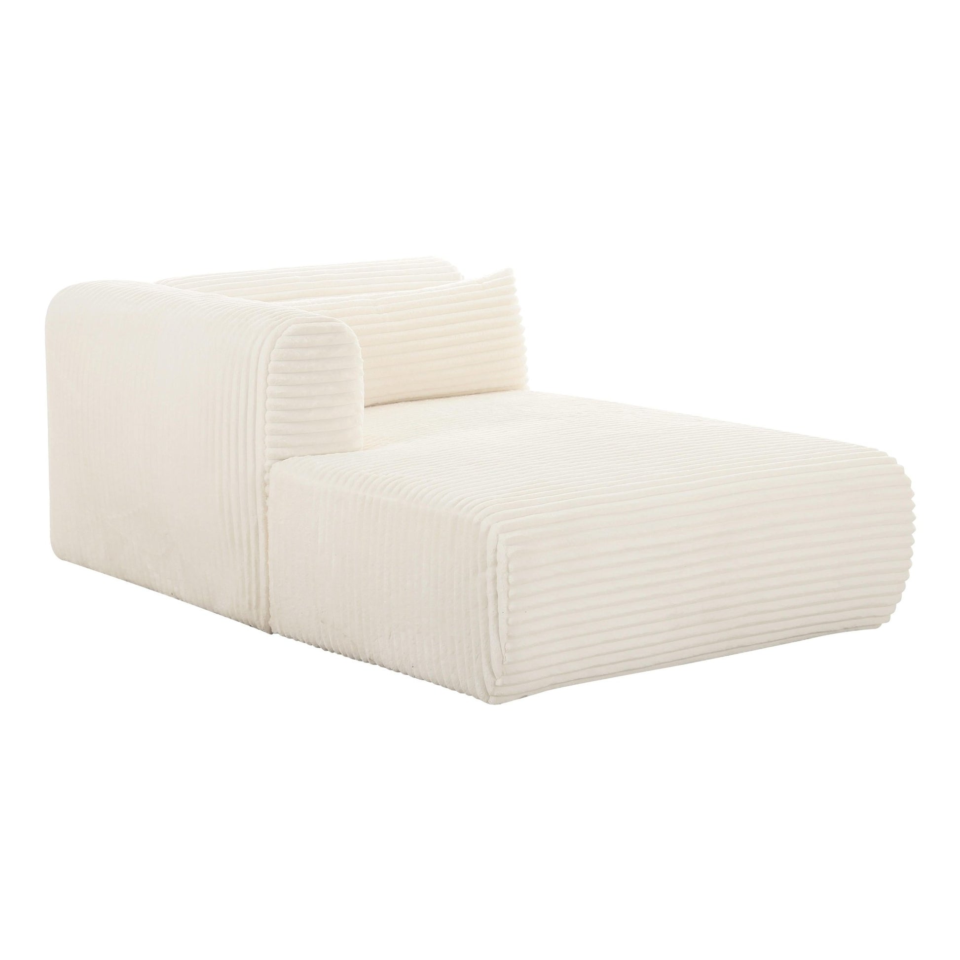 Tarra Fluffy Oversized Cream Corduroy Modular LAF Chaise - Skandi London
