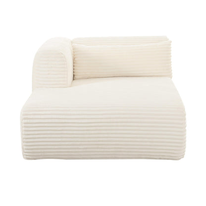 Tarra Fluffy Oversized Cream Corduroy Modular LAF Chaise - Skandi London