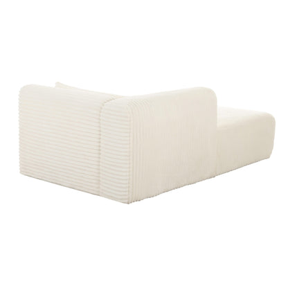 Tarra Fluffy Oversized Cream Corduroy Modular LAF Chaise - Skandi London