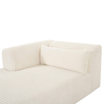 Tarra Fluffy Oversized Cream Corduroy Modular LAF Chaise - Skandi London