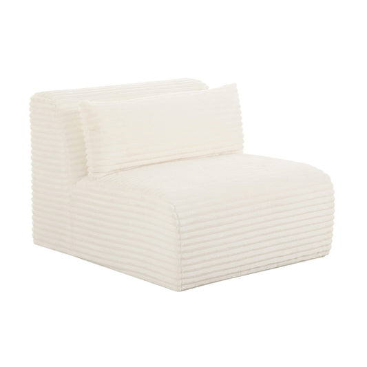 Tarra Fluffy Oversized Cream Corduroy Modular Armless Chair - Skandi London