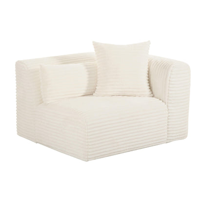 Tarra Fluffy Oversized Cream Corduroy Modular RAF Corner Chair - Skandi London