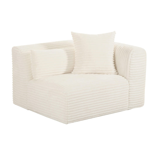 Tarra Fluffy Oversized Cream Corduroy Modular RAF Corner Chair - Skandi London