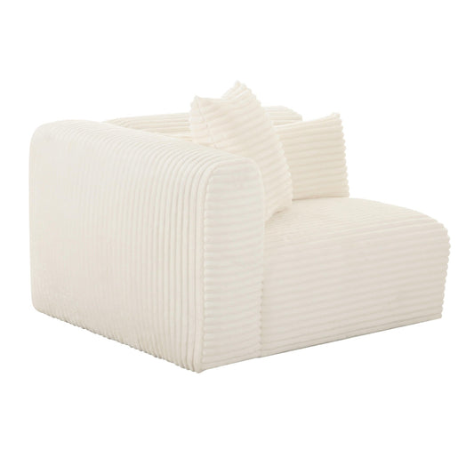 Tarra Fluffy Oversized Cream Corduroy Modular LAF Corner Chair - Skandi London