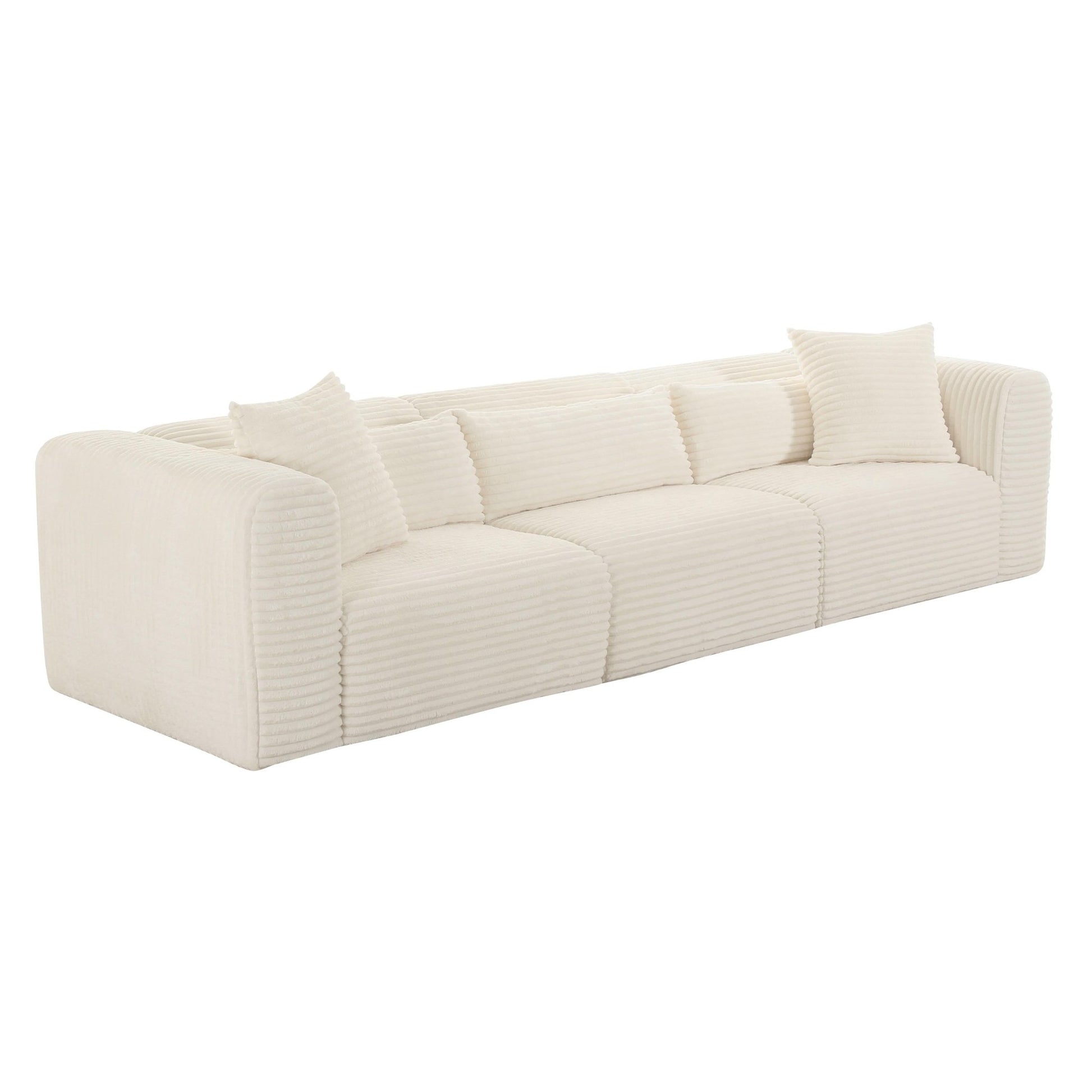 Tarra Fluffy Oversized Cream Corduroy Modular Sofa - Skandi London