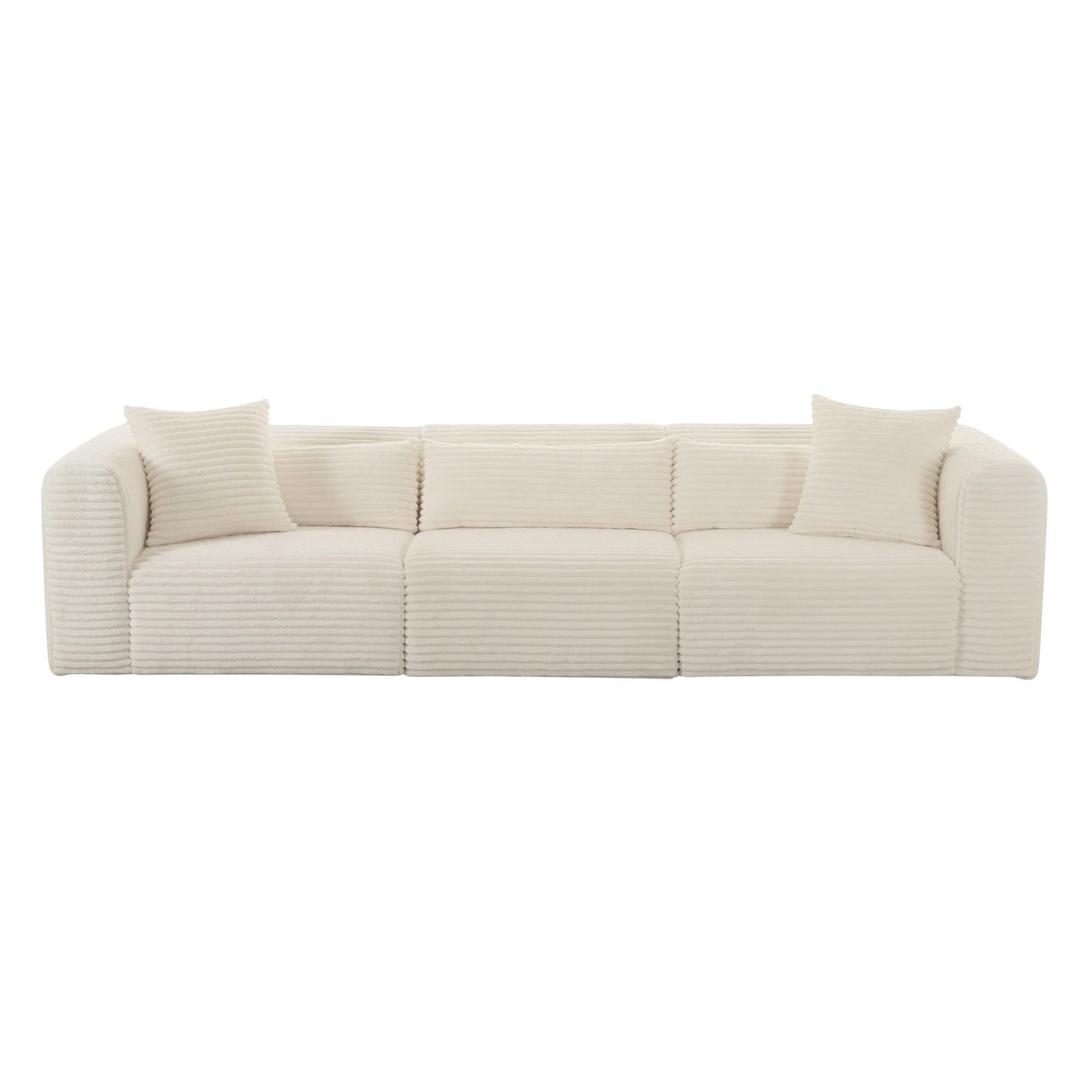 Tarra Fluffy Oversized Cream Corduroy Modular Sofa - Skandi London