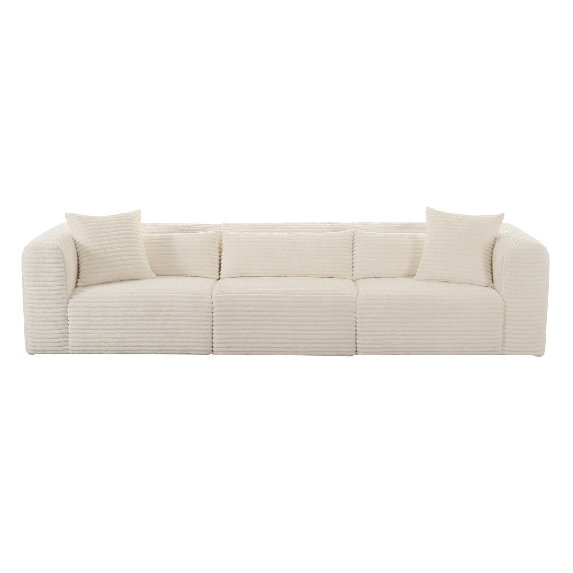 Tarra Fluffy Oversized Cream Corduroy Modular Sofa - Skandi London