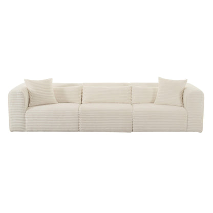 Tarra Fluffy Oversized Cream Corduroy Modular Sofa - Skandi London