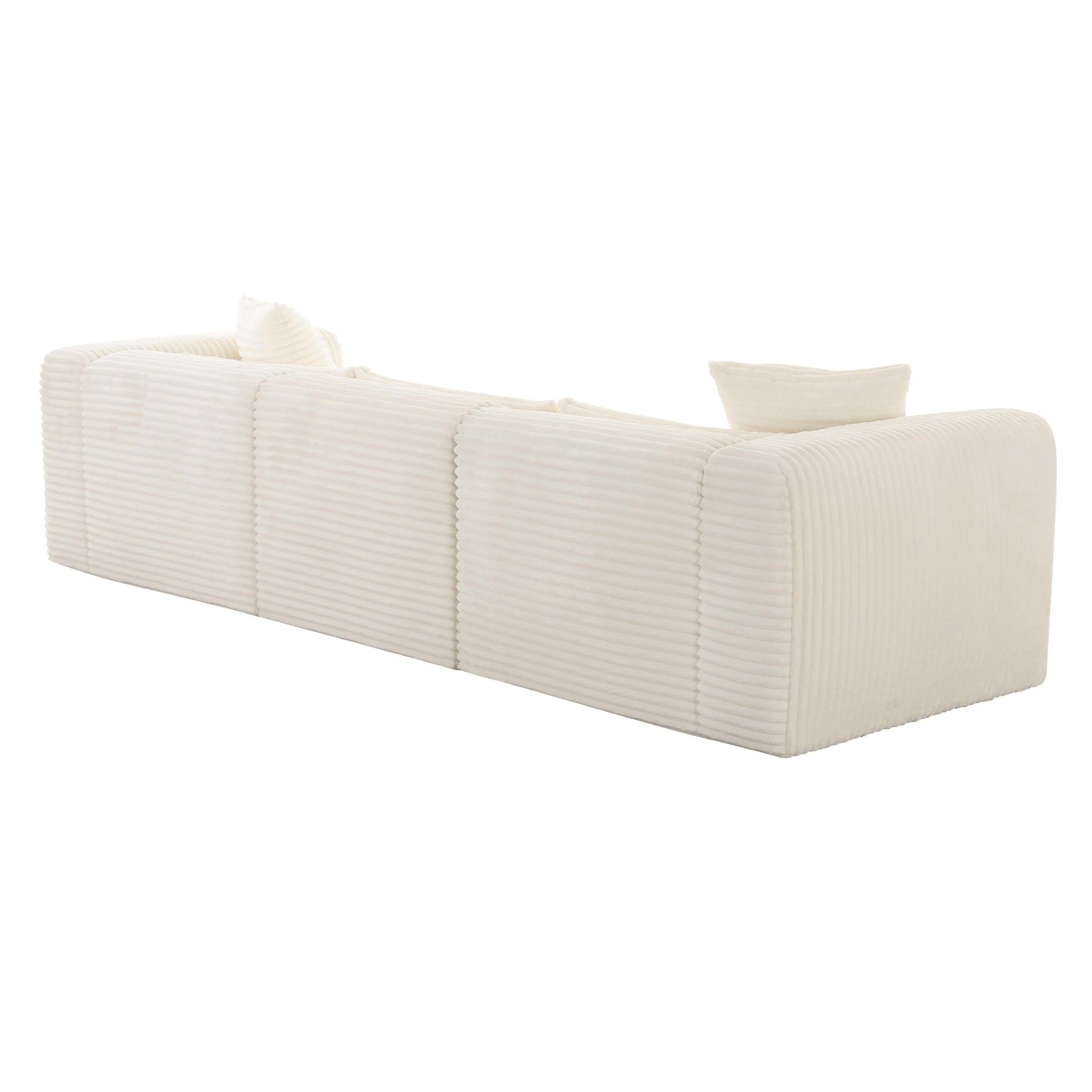 Tarra Fluffy Oversized Cream Corduroy Modular Sofa - Skandi London