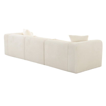 Tarra Fluffy Oversized Cream Corduroy Modular Sofa - Skandi London